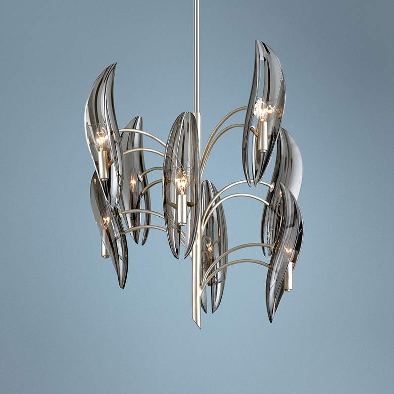 Image 1 Corbett Sofia 27 inch Wide Silver Leaf 8-Light Chandelier