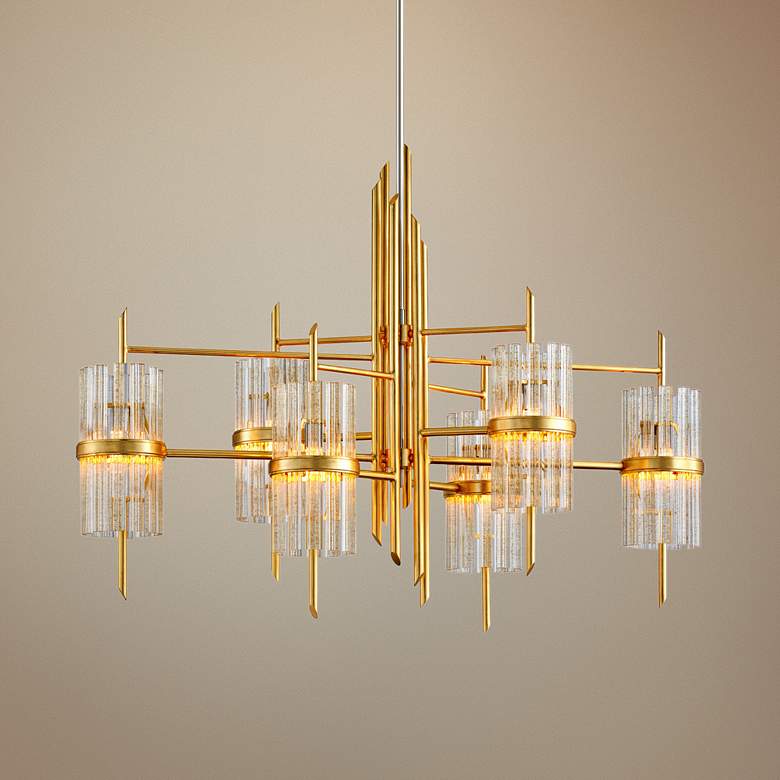 Image 1 Corbett Symphony 48" Wide Gold Leaf 6-Light Chandelier