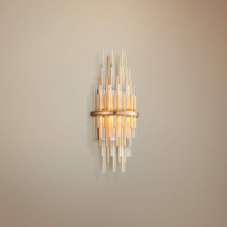 Image 1 Corbett Theory 17" High Gold Leaf LED Wall Sconce