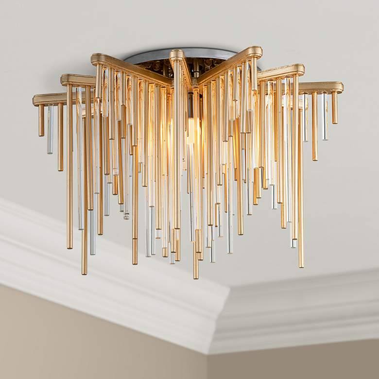 Image 1 Corbett Theory 20 3/4" Wide Gold Leaf LED Ceiling Light