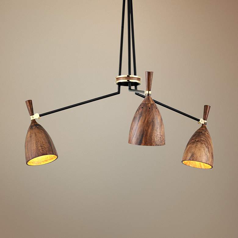 Image 1 Corbett Utopia 39 1/2 inch Wide Acacia Wood 3-Light Modern LED Chandelier