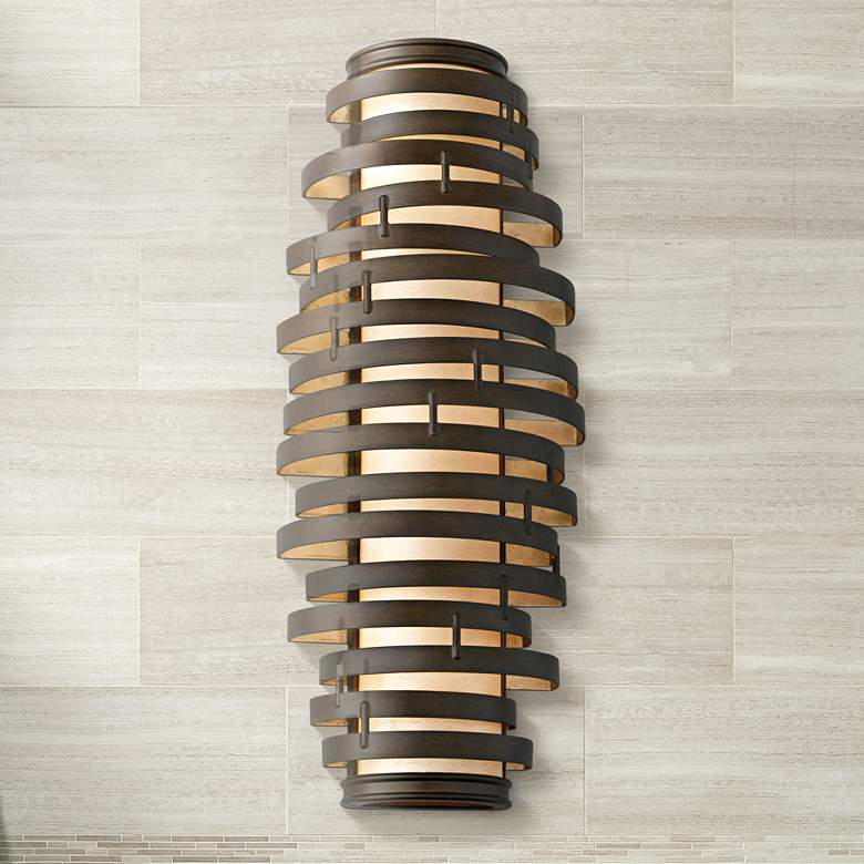 Image 1 Corbett Vertigo 24 inch High Bronze Wall Sconce