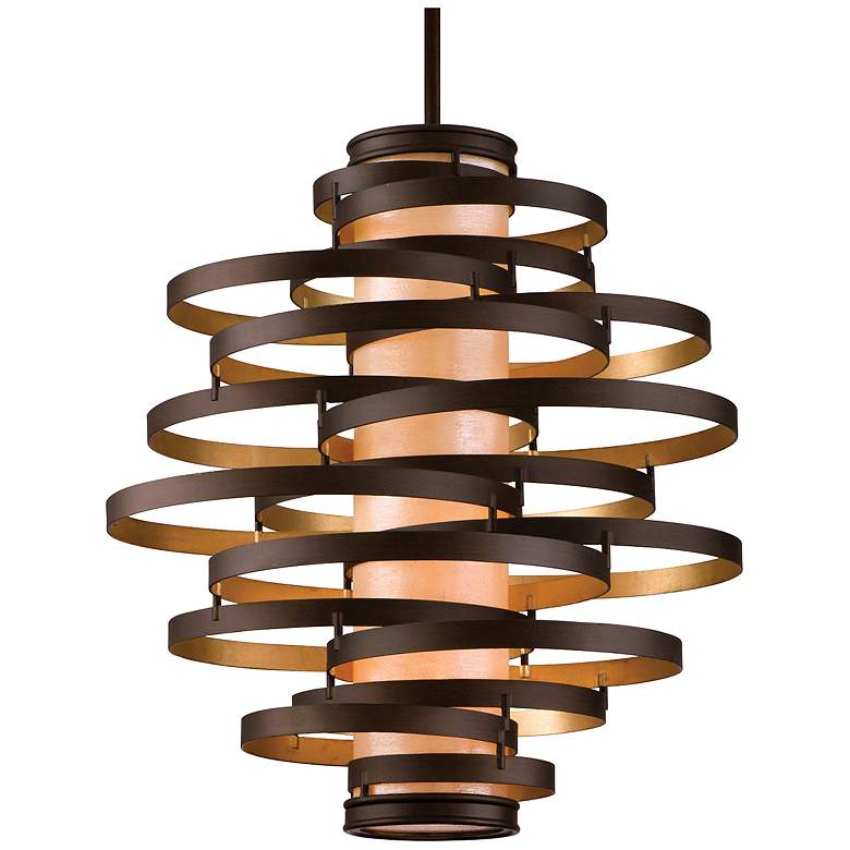 Image 1 Corbett Vertigo 30" Wide Bronze and Gold Leaf Chandelier