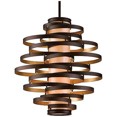 Corbett Vertigo 30" Wide Bronze and Gold Leaf Chandelier