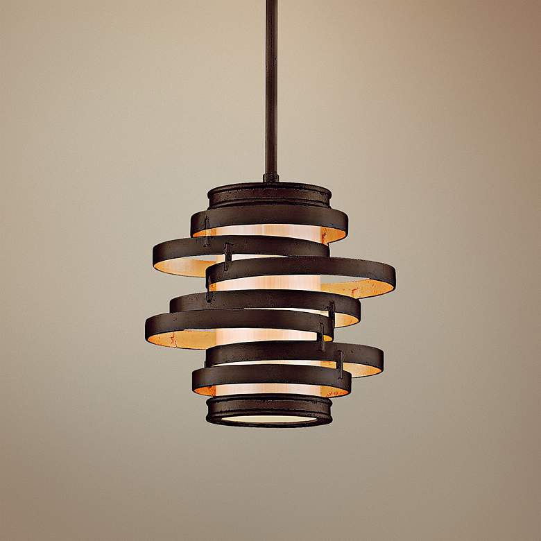 Image 1 Corbett Vertigo 9 1/4 inch Wide Dual-Tone Bronze Mini Pendant