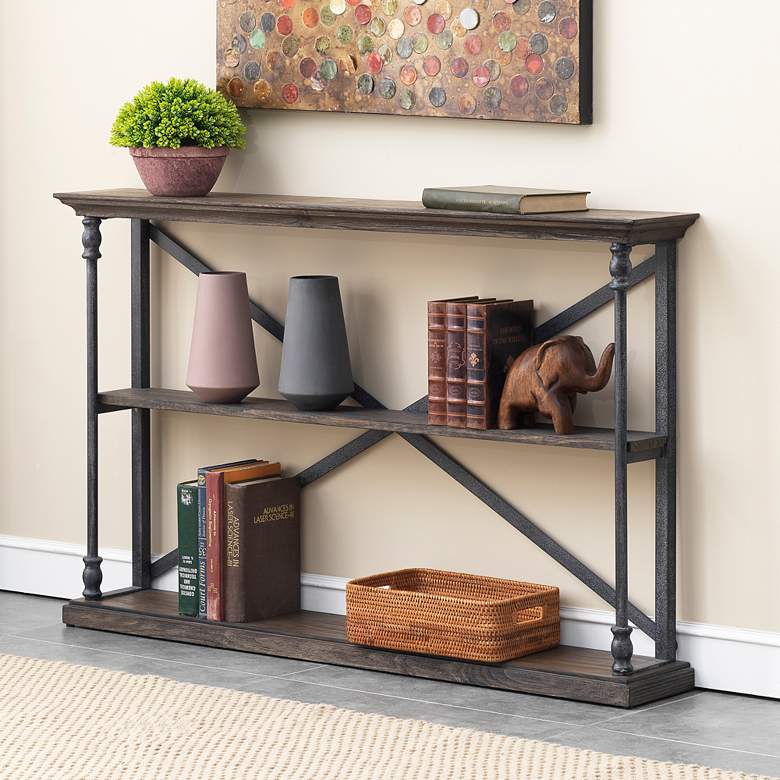 Image 1 Corbin 47 1/2" Wide Two-Shelf Wood and Iron Book Case