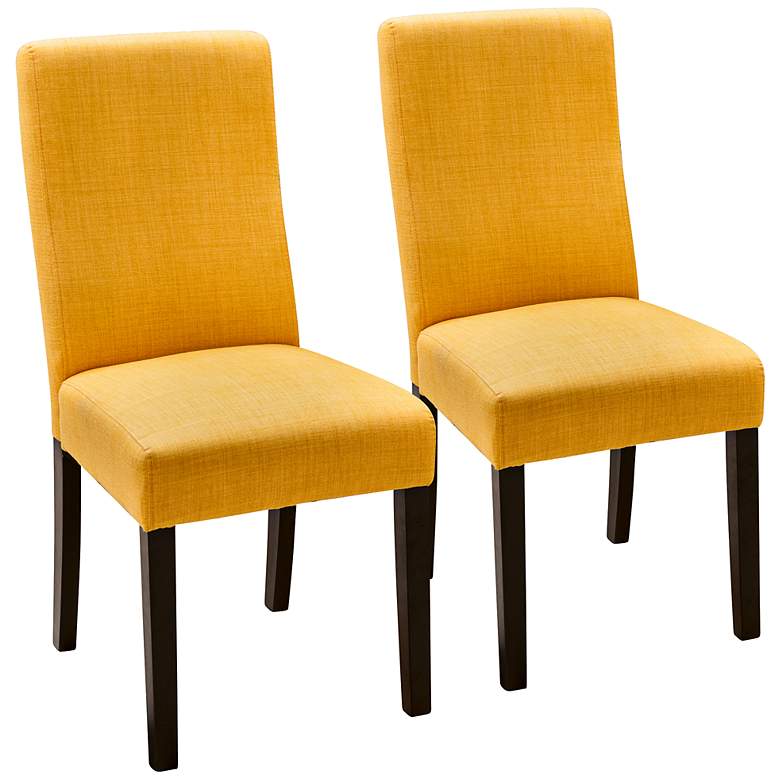Image 1 Corbin Orange Linen Upholstered Dining Chair Set of 2