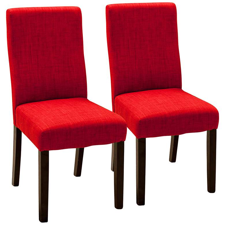 Image 1 Corbin Red Linen Upholstered Dining Chair Set of 2