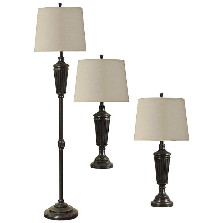 Image 1 Corcoran Bronze 3-Piece Floor and Table Lamps Set