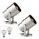 Cord-n-Plug Brushed Steel 8" High 3000K LED Uplight Set of 2