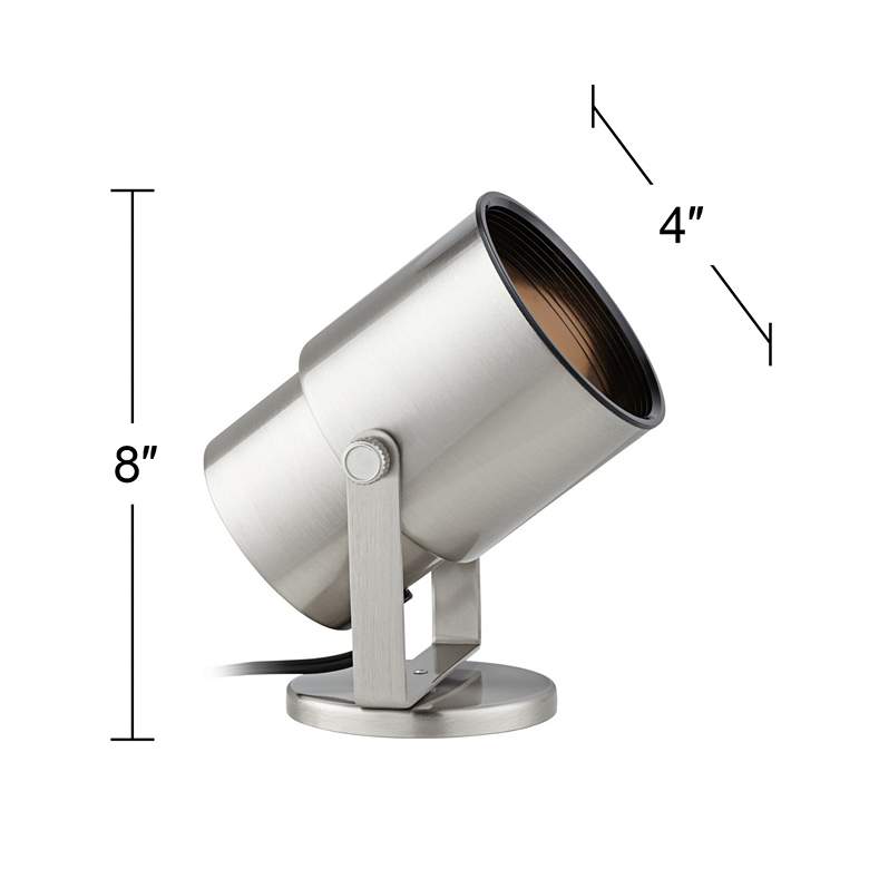 Image 6 Cord-n-Plug Brushed Steel 8 inchH LED Uplight with Foot Switch more views