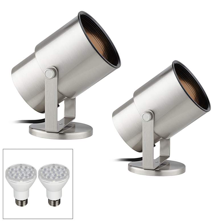 Image 1 Cord-n-Plug Steel LED Accent Uplight w/ Foot Switch Set of 2