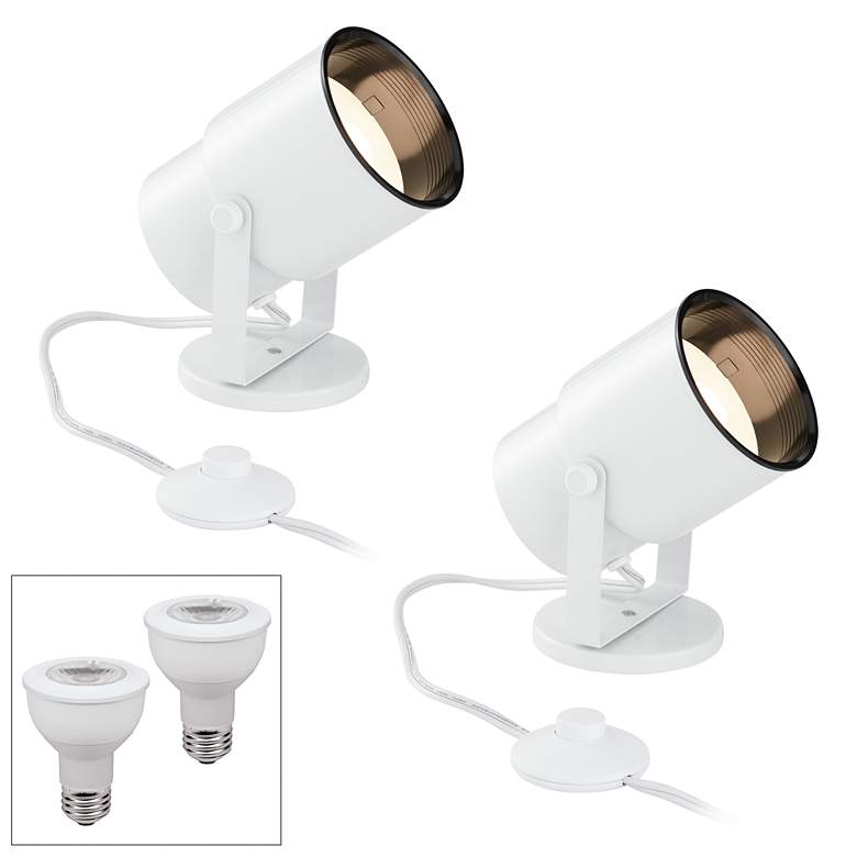 Image 1 Cord-n-Plug White 3000K LED Accent Uplight Set of 2