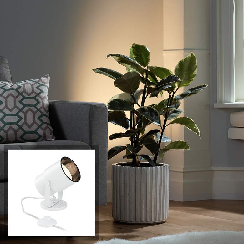Image 1 Cord-n-Plug White 8" High BR20 LED Adjustable Accent Uplight