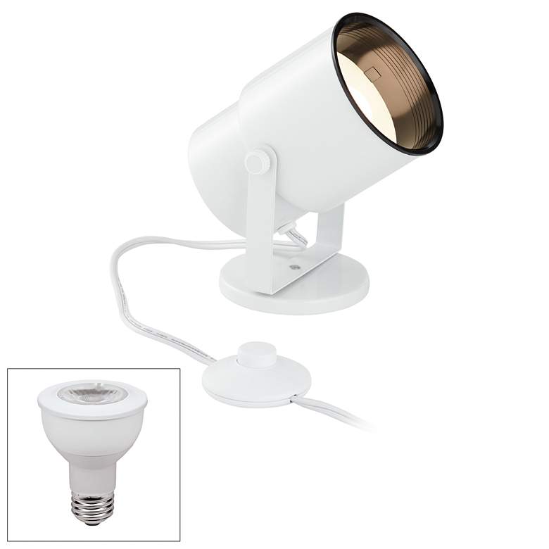 Image 1 Cord-n-Plug White Accent Uplight with Foot Switch