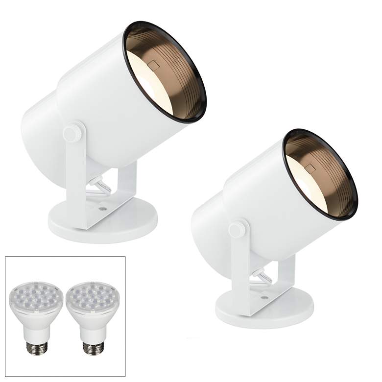 Image 1 Cord-n-Plug White LED Accent Uplight w/ Foot Switch Set of 2