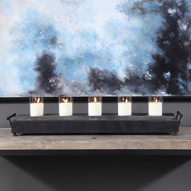 Image 1 Cordaro 37" Wide Dark Charcoal Votive Candle Holder