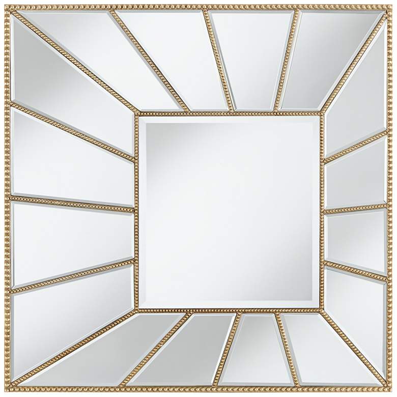Image 1 Cordele Golden Beaded 29 1/2 inch Wide Sunburst Wall Mirror