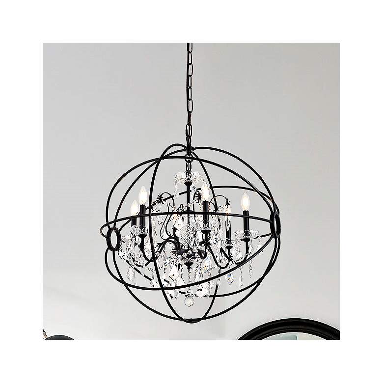 Image 2 Cordelia 25 1/2" Wide Black Iron 6-Light Orb Chandelier