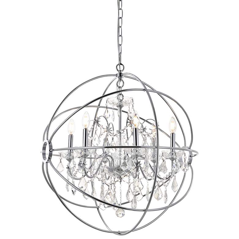 Image 3 Cordelia 25 1/2" Wide Chrome Iron 6-Light Orb Chandelier