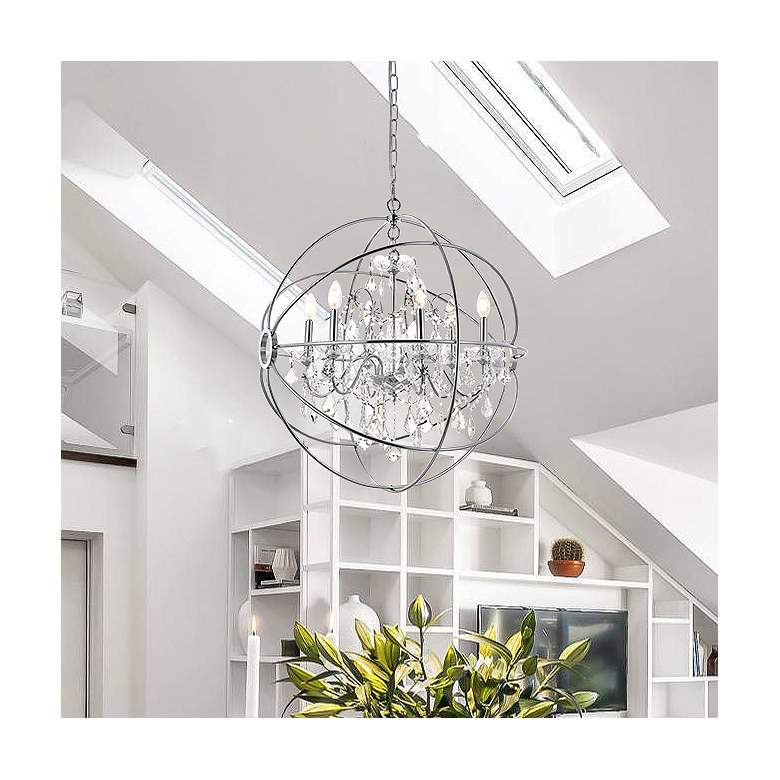 Image 2 Cordelia 25 1/2" Wide Chrome Iron 6-Light Orb Chandelier