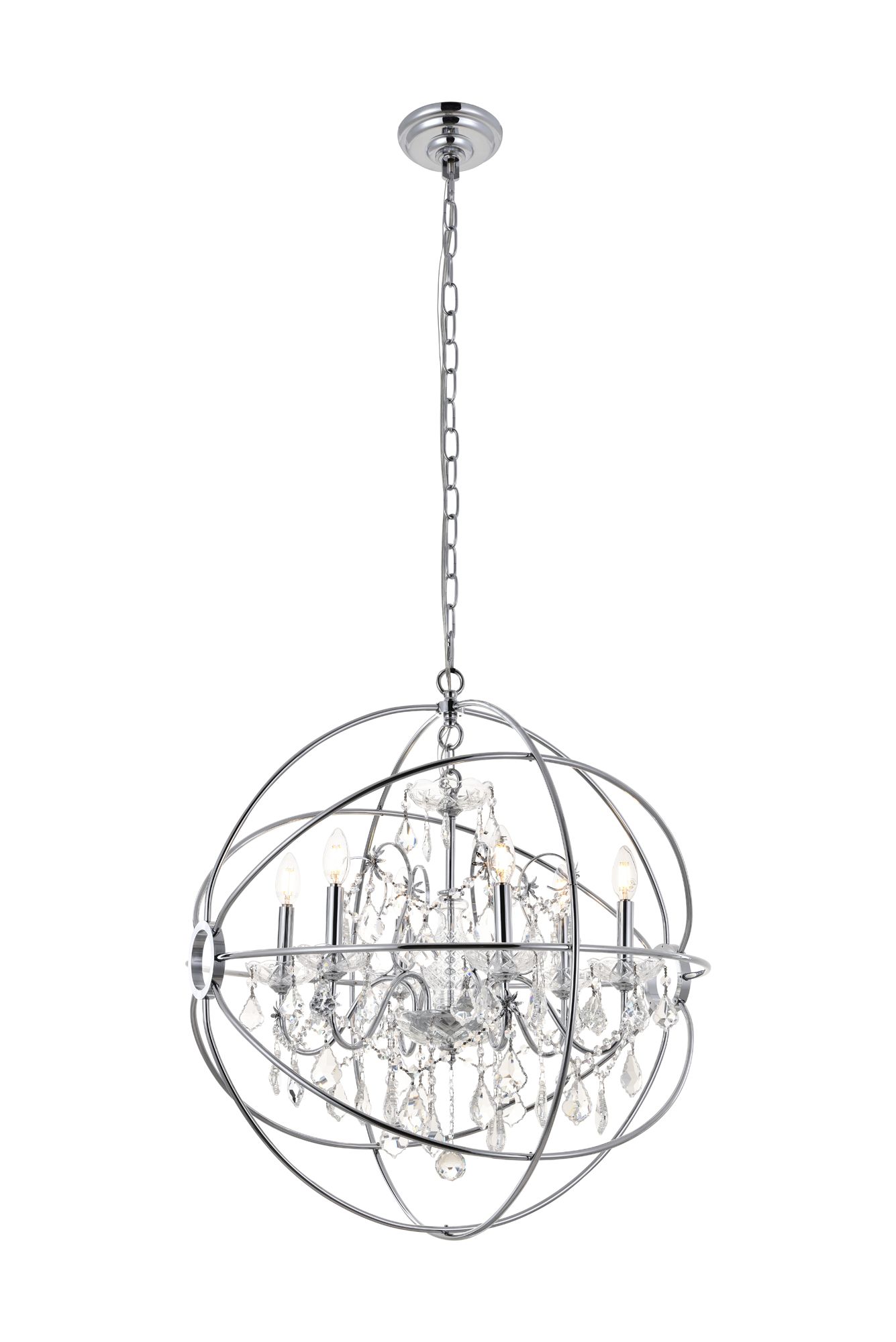 Cordelia 25 1/2" Wide Chrome Iron 6-Light Orb Chandelier in scene