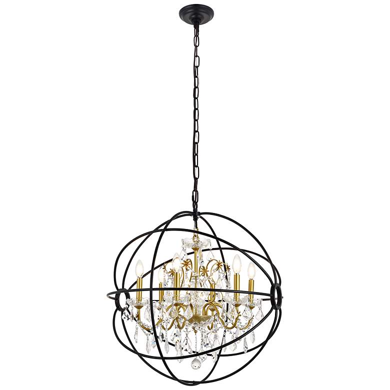 Image 2 Cordelia 25" Wide Black and Gold 6-Light Pendant