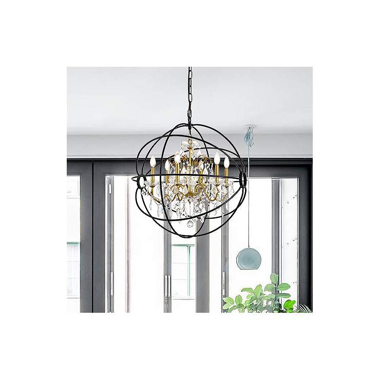 Image 1 Cordelia 25" Wide Black and Gold 6-Light Pendant