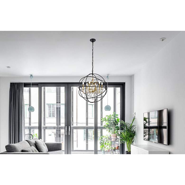 Image 3 Cordelia 25" Wide Black and Gold 6-Light Pendant more views