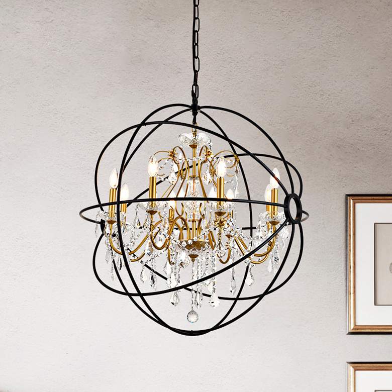 Image 2 Cordelia 32" Wide Black and Gold 8-Light Pendant