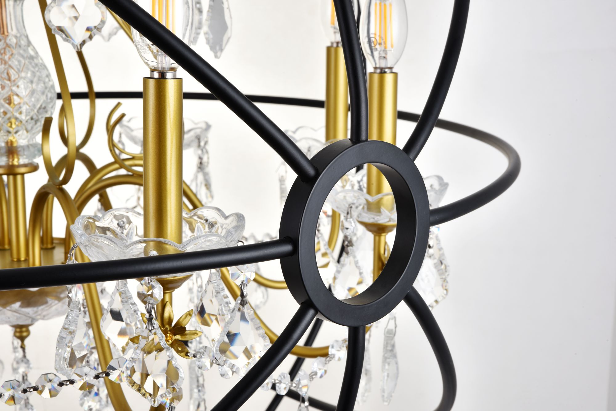 Cordelia 32" Wide Black and Gold 8-Light Pendant in scene