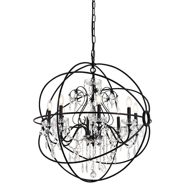 Image 3 Cordelia 32" Wide Black Iron Crystal 8-Light Pendant