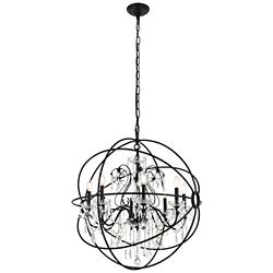 Cordelia 32" Wide Black Iron Crystal 8-Light Pendant