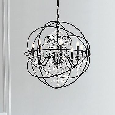 Cordelia 32" Wide Black Iron Crystal 8-Light Pendant