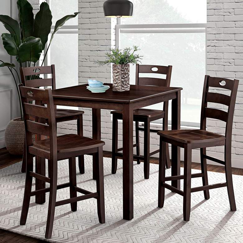 Image 1 Cordelia Espresso Solid Wood 5-Piece Counter Table Set