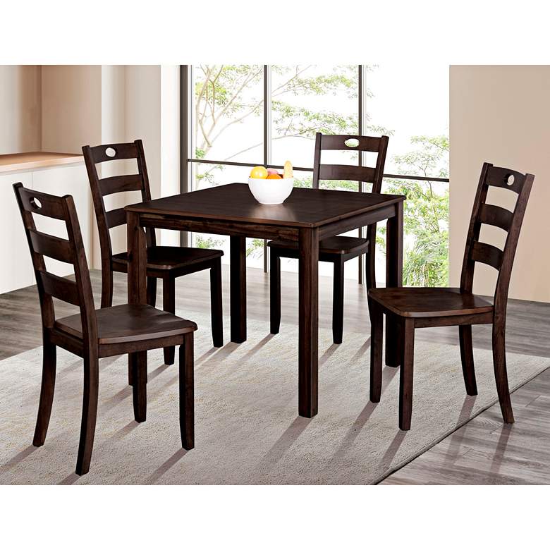 Image 1 Cordelia Espresso Solid Wood 5-Piece Dining Table Set
