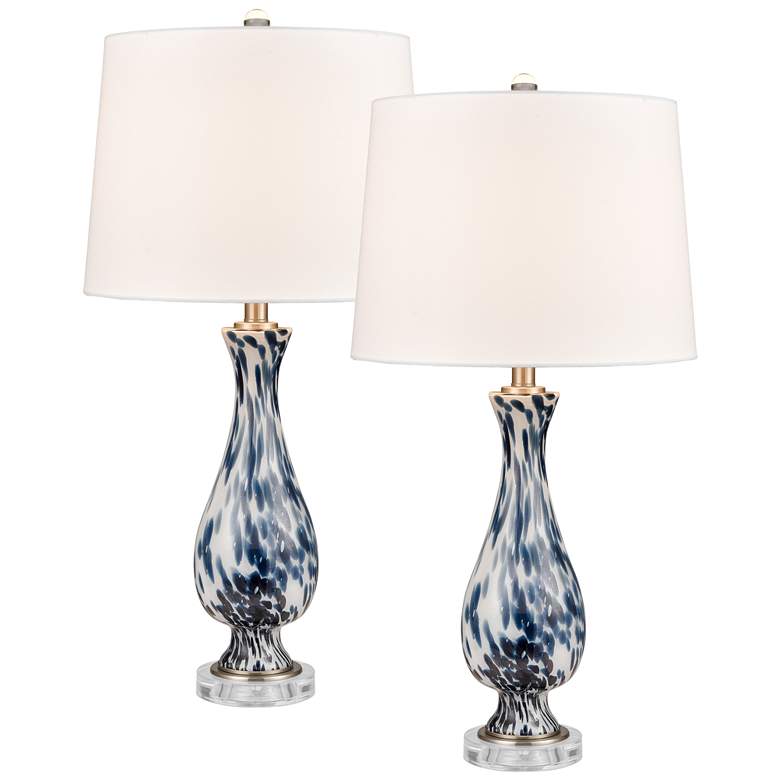 Image 1 Cordelia Sound 30" High 1-Light Table Lamp - Set of 2 Blue