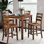 Cordelia Walnut Solid Wood 5-Piece Counter Height Table Set