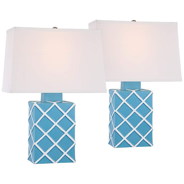 Image 1 Corden Aqua Blue Ceramic Accent Table Lamp Set of 2