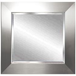 Corden Stainless Silver 35 1/2&quot; Square Beveled Wall Mirror