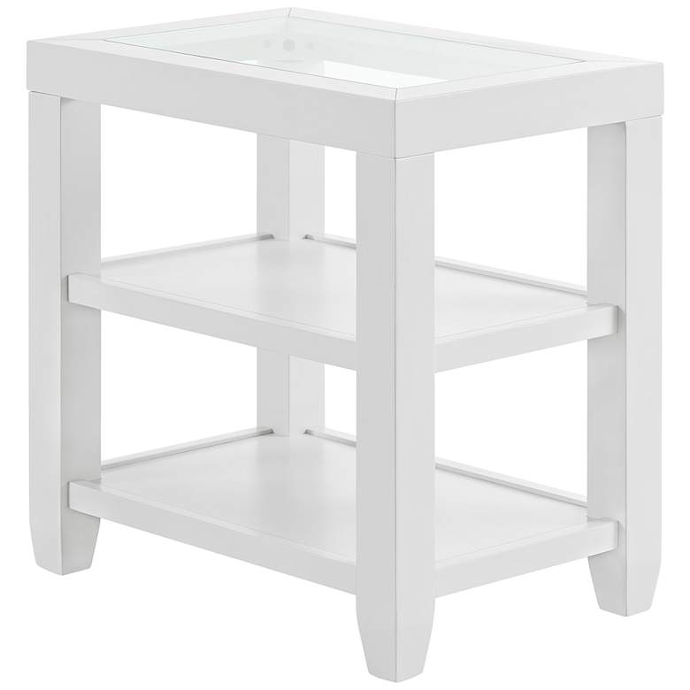 Image 2 Cordero 16 1/4 inch Wide White and Glass Chairside Table