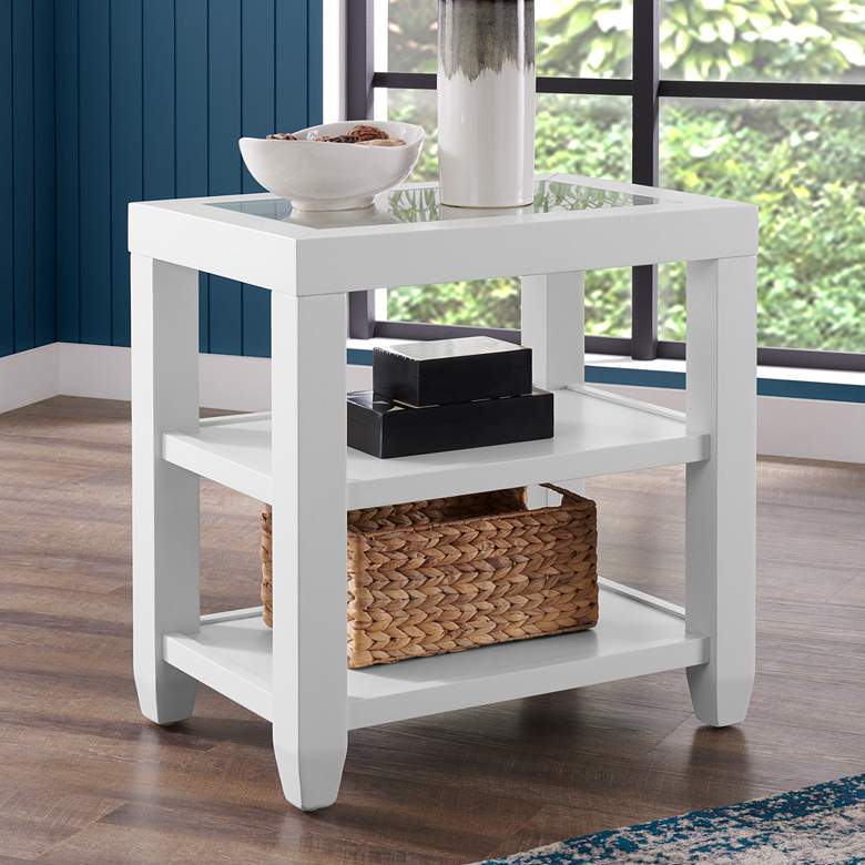 Image 1 Cordero 16 1/4" Wide White and Glass Chairside Table