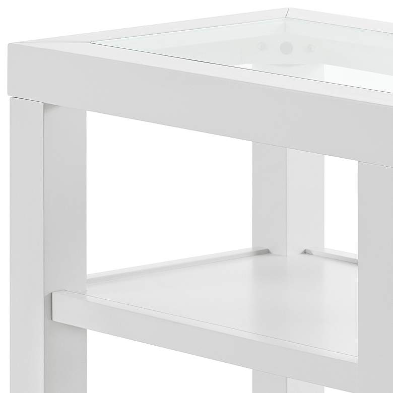 Image 3 Cordero 16 1/4" Wide White and Glass Chairside Table more views