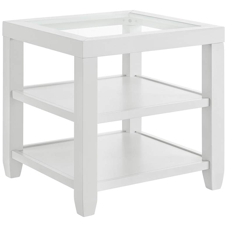 Image 2 Cordero 24 1/4 inch Wide White and Glass End Table