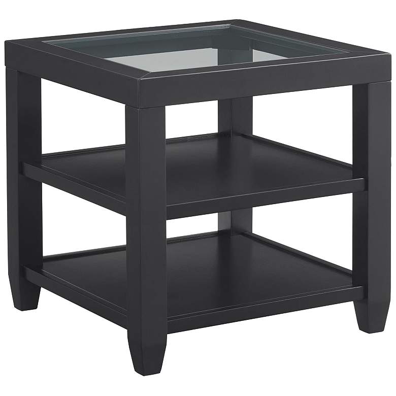 Image 2 Cordero 24" Wide Black and Glass End Table