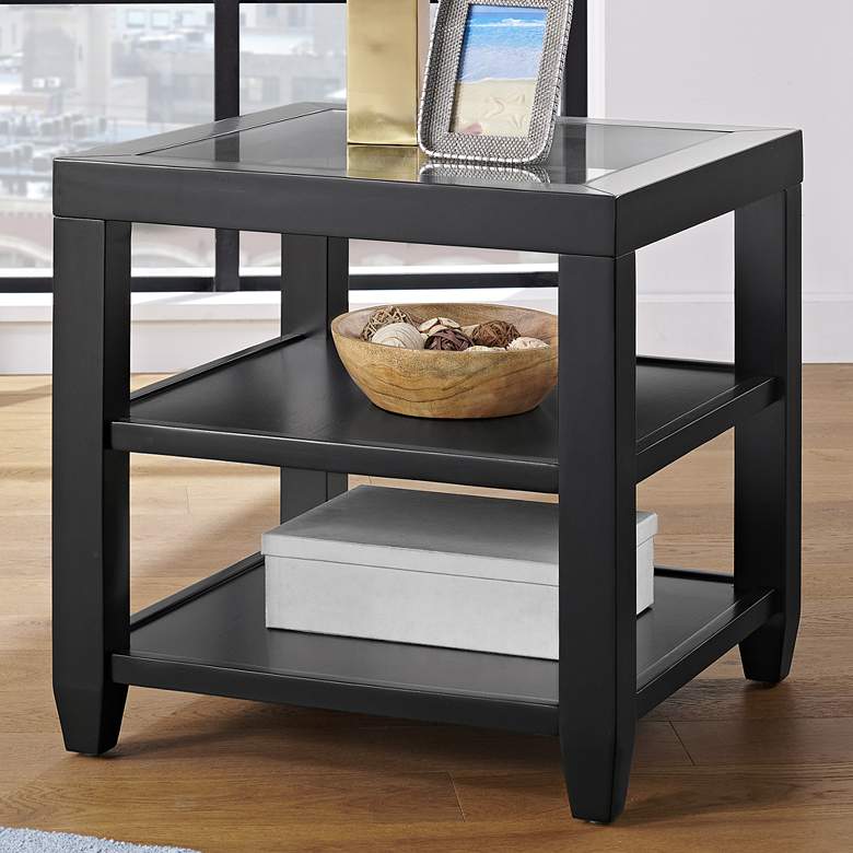 Image 1 Cordero 24" Wide Black and Glass End Table