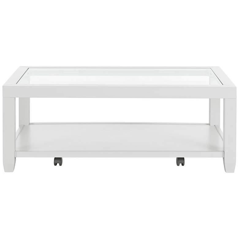 Image 2 Cordero 48" Wide White and Glass Rolling Cocktail Table