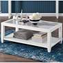 Cordero 48" Wide White and Glass Rolling Cocktail Table