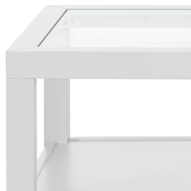 Image 3 Cordero 48" Wide White and Glass Rolling Cocktail Table more views