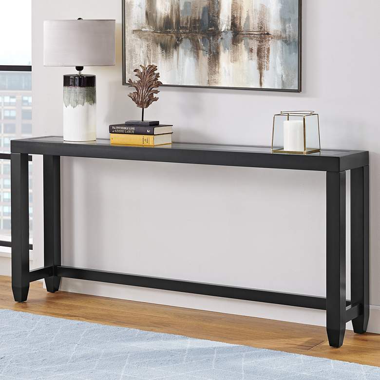 Image 1 Cordero 66 1/4 inch Wide Black and Glass Console Table